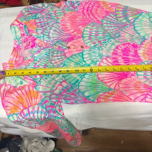 Lilly Pulitzer Pink and Green Shell Print Blouse - Picture 8 of 11